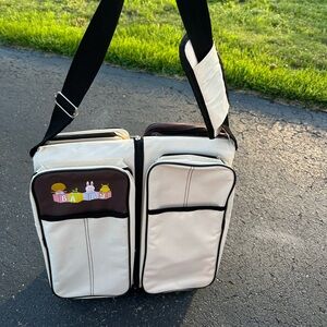 Stylish Cream and Brown traveling baby bag/ diaper changing station